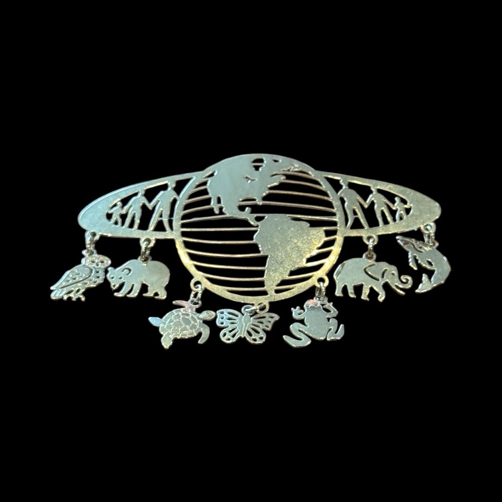 WILD BRYDE Brooch Pin Gold Plated Animal Charm People Planet Earth Partners